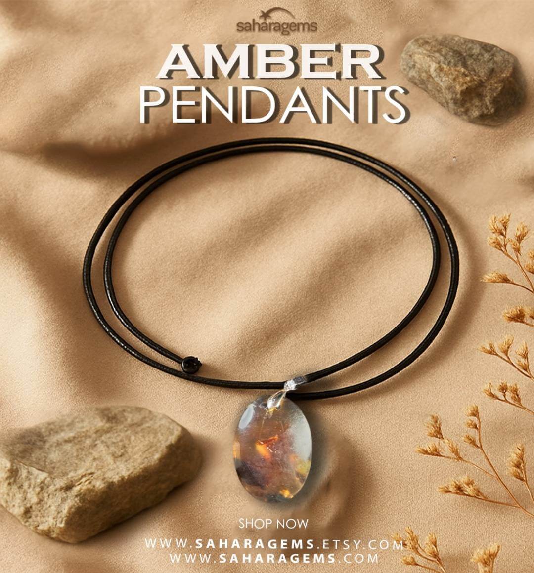 saharagems collection amber pendants